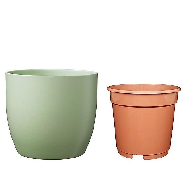 Heimwerkercenter Übertopf Set - Keramikübertopf Basel ø10 cm, lindgrün matt günstig online kaufen