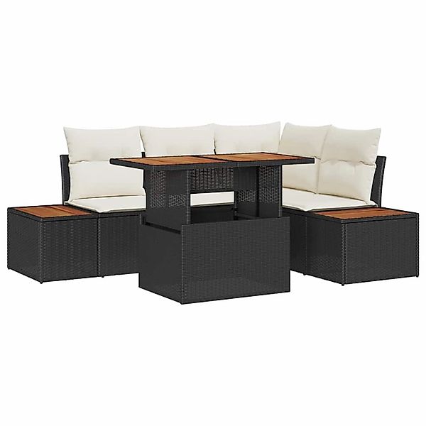vidaXL Garten-Sofa-Set mit Speicher 5-Tlg Schwarz Poly Rattan 3358801 günstig online kaufen