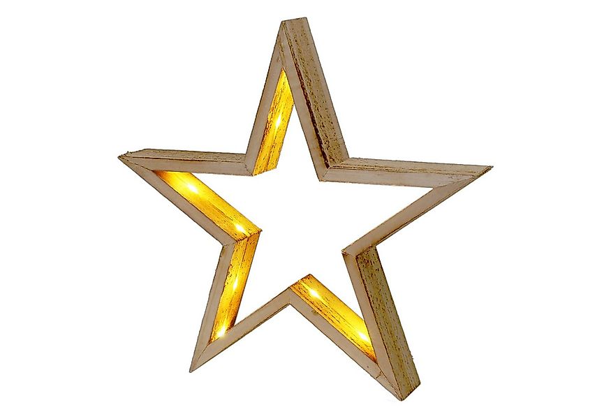 Spetebo LED Dekofigur Stern aus Holz, Batterie betrieben, LED fest integrie günstig online kaufen