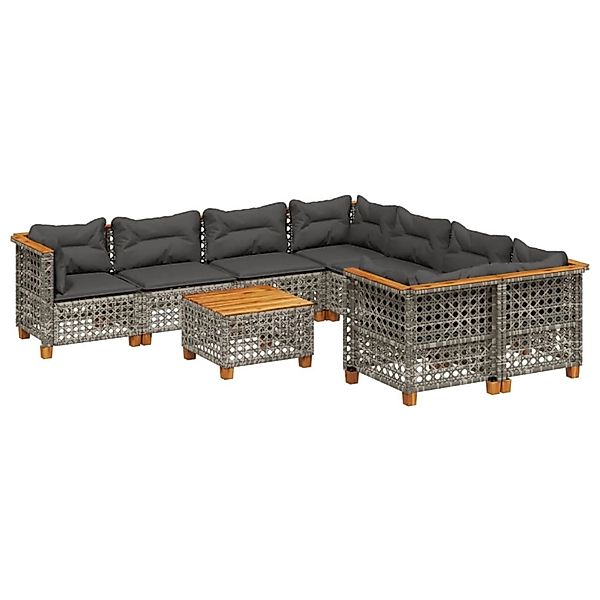 vidaXL 9-tlg Garten-Sofagarnitur mit Kissen Grau Poly Rattan Modell 135 günstig online kaufen