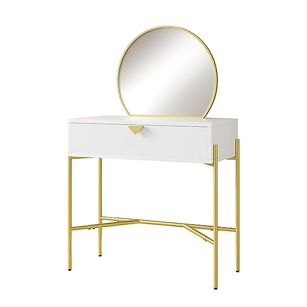 Vicco Frisiertisch mit Spiegel Melissa Weiß/Gold 84.4 cm mit  Schublade günstig online kaufen