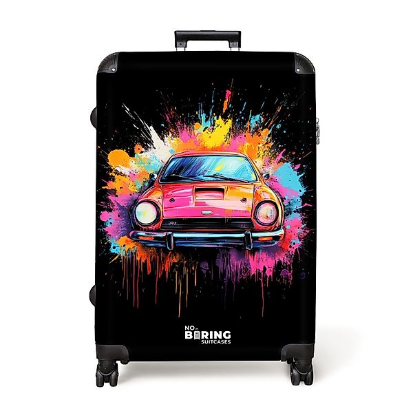 NoBoringSuitcases.com© Hartschalen-Trolley Rosa Auto mit bunter günstig online kaufen