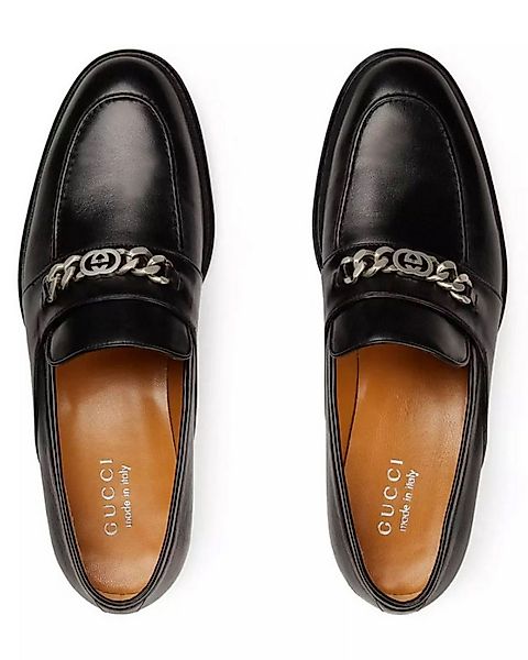 GUCCI Chain Slip-On Loafers Mokassin Kettenverzierung im Palladium-Ton mit günstig online kaufen