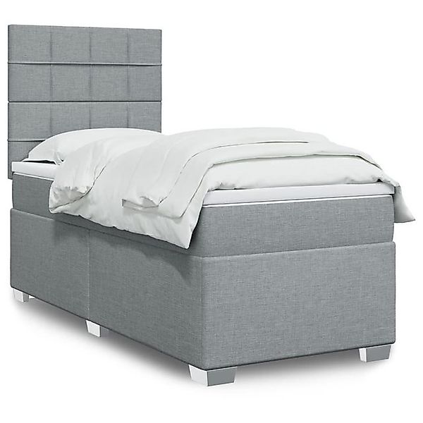 vidaXL Boxspringbett Boxspringbett mit Matratze Hellgrau 90x200 cm Stoff Be günstig online kaufen