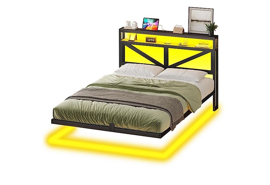 MSMASK Metallbett Modernes Schwebendes Bettrahmen mit USB-Ladeanschluss (Oh günstig online kaufen