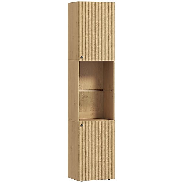 HOMCOM Hochschrank fürs Bad, schmaler 6‑Ebenen Schrank mit 2 Türen, Glasbod günstig online kaufen