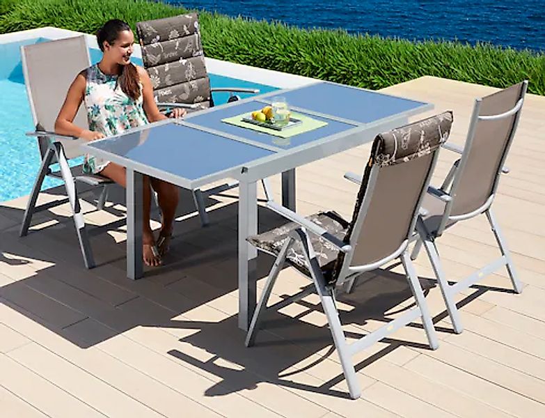 MERXX Garten-Essgruppe »Amalfi« 5 Stk. tlg. 4 Klappsessel, Tisch ausziehbar günstig online kaufen