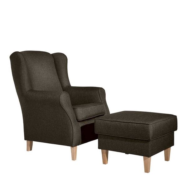 Ohrensessel optional mit Hocker in Beigegrau 49 cm Sitzhöhe günstig online kaufen