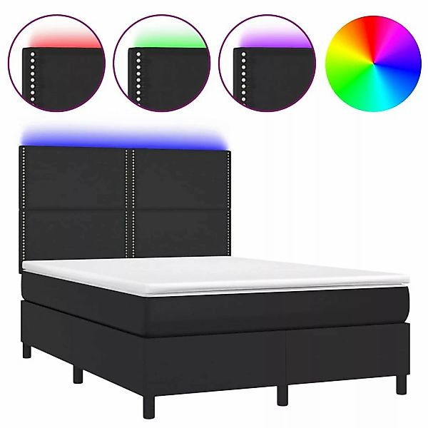 vidaXL Boxspringbett mit Matratze & LED Schwarz 140x200 cm Kunstleder146775 günstig online kaufen