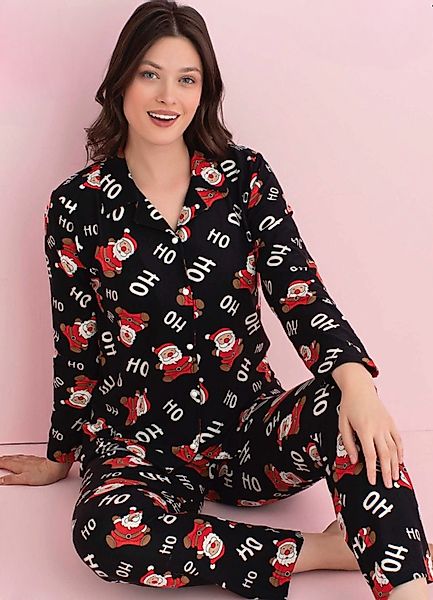 fashionshowcase Pyjama Weihnachts-Design Schlafanzug mit Santa günstig online kaufen
