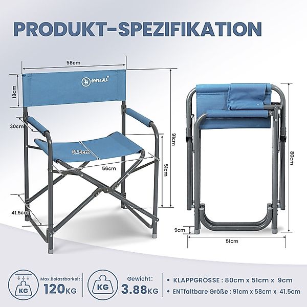 HOMECALL Regiestuhl Ultraleicht Klappstühle Faltbar Campingstuhl günstig online kaufen