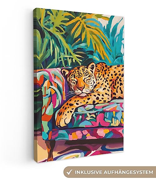 OneMillionCanvasses® Leinwandbild Leopard - Bunt - günstig online kaufen