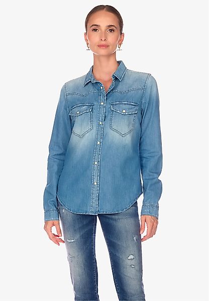 Le Temps Des Cerises Jeanshemd "JUANITA" mit klassischem Kragen günstig online kaufen
