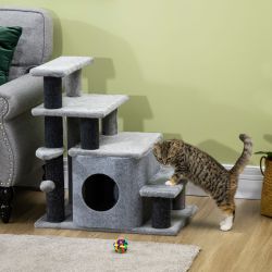 PawHut Haustiertreppe 4-stufige höhenverstellbare Katzentreppe mit günstig online kaufen