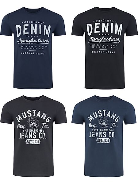 MUSTANG Tshirt Herren Baumwolle Regular Fit 4er Pack günstig online kaufen