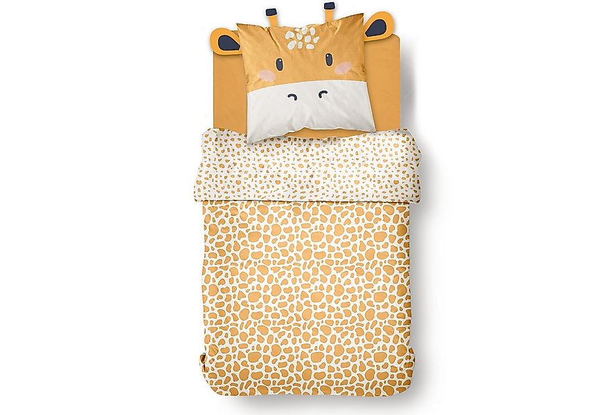 Familando Kinderbettwäsche Gelbe Giraffe 135x200 80x80 cm aus 100% Baumwoll günstig online kaufen