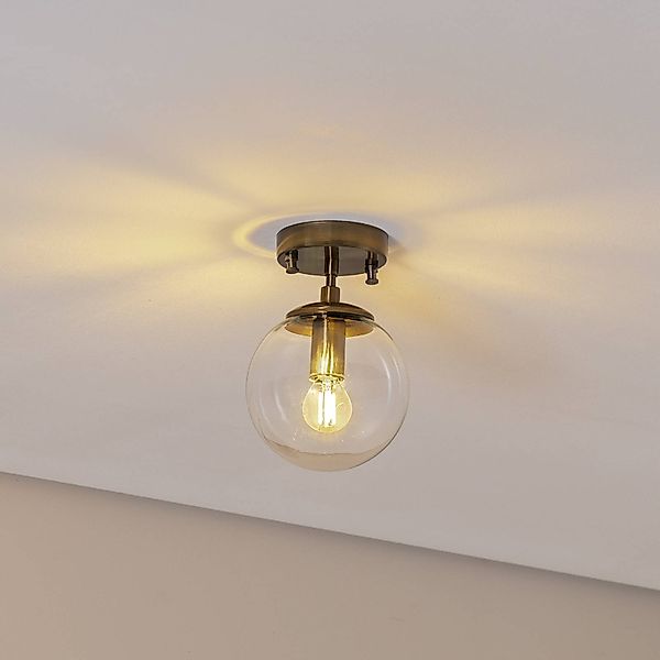 Deckenlampe Atmaca 10215, goldfarben antik, Glas klar Ø 15cm günstig online kaufen