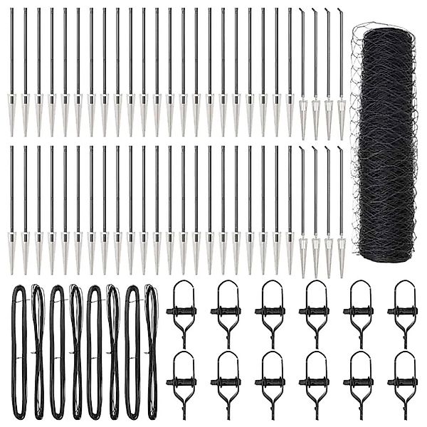 vidaXL Zaunpfosten Grau 100 x 1 m 36 mm Maschenweite Stahl und PVC 3353309 günstig online kaufen