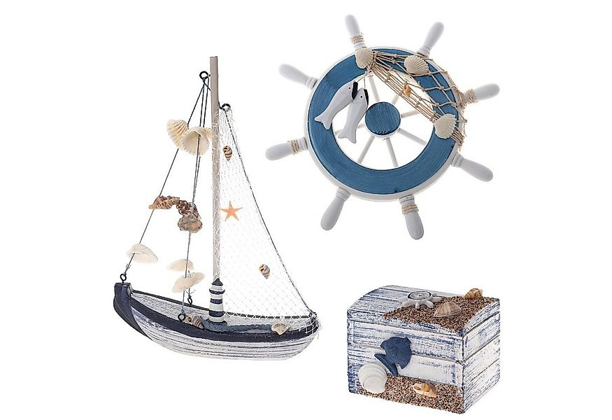 Flanacom Badaccessoires-Sets Maritime Badezimmer Deko - Holz Decor Accessoi günstig online kaufen