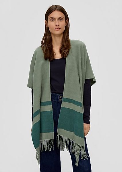 s.Oliver Poncho Poncho mit Streifenmuster Fransen günstig online kaufen