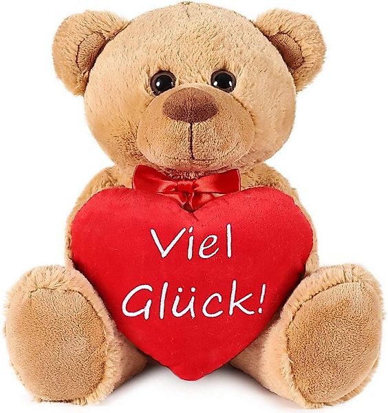 BRUBAKER Kuscheltier Teddy Plüschbär mit Herz Rot - Viel Glück (Schmusetier günstig online kaufen
