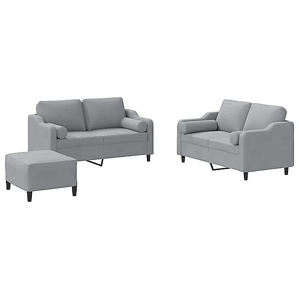 vidaXL Sofa, 3-tlg. Sofagarnitur mit Kissen Hellgrau Stoff günstig online kaufen