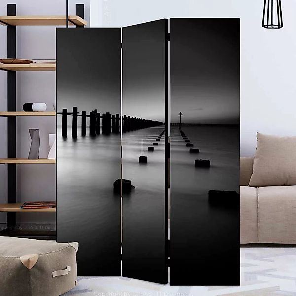 Strandmotiv Paravent monochrom Leinwand Füllung günstig online kaufen