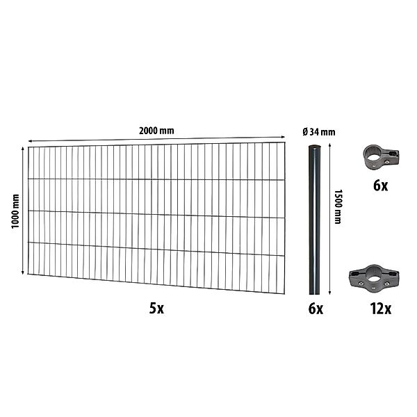 Einstabmattenzaun-Set Classic Anthrazit 100 cm x 1000 cm günstig online kaufen