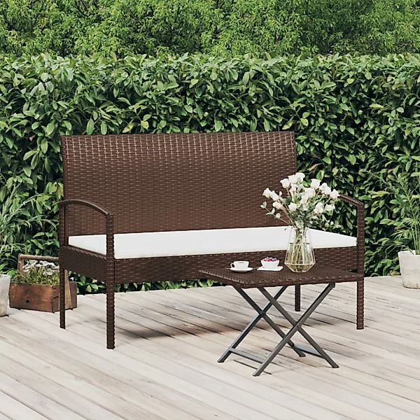 Vidaxl Gartenbank Mit Kissen Braun 105 Cm Poly Rattan günstig online kaufen