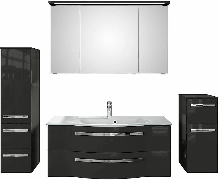 Saphir Badmöbel-Set "Serie 4005, vormontiert, Glaswaschbecken, Spiegelschra günstig online kaufen