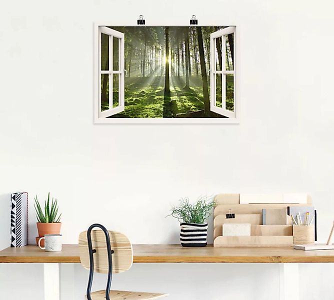Artland Wandbild "Fensterblick - Wald im Gegenlicht", Fensterblick, (1 St.) günstig online kaufen