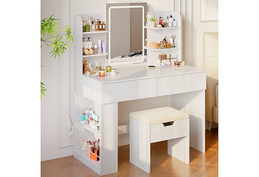 HOMALL Schminktisch mit Spiegel, LED-Beleuchtung, einstellbare Helligkeit, günstig online kaufen