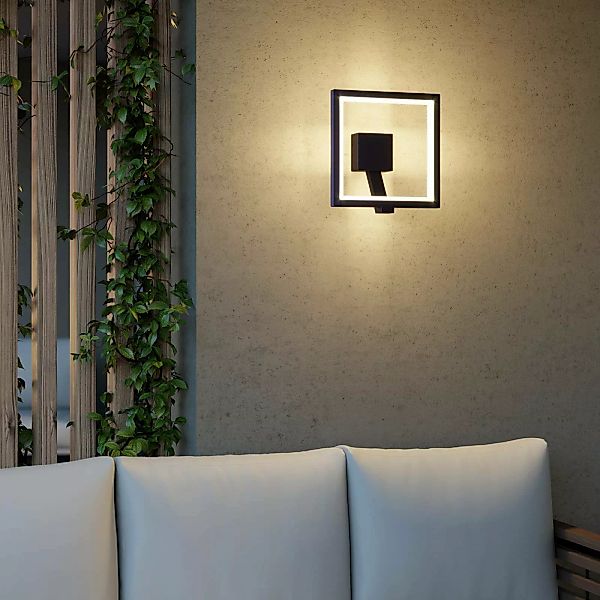 Lucande LED-Wandleuchte Square, anthrazit, Metall, IP65 günstig online kaufen