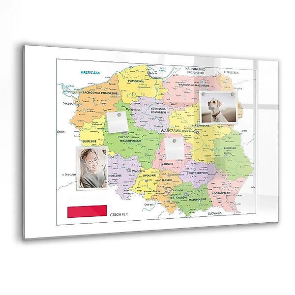 Tulup Glasmagnettafel Karte Von Polen 90x60 cm Glastafel Magnetisch Beschre günstig online kaufen