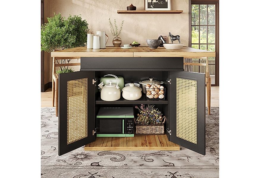 REDOM Esstisch klappbarer Küchentisch (Ausziehbarer Esstisch mit PE-Rattan- günstig online kaufen