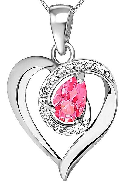 Limana Herzkette echter Edelstein äthiopischer Opal pink 925 Silber Herz Ha günstig online kaufen