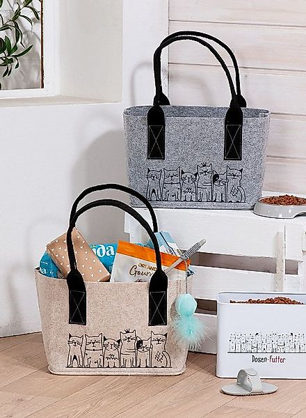 MF Shopper Filztaschen Katzenbande 2er Set Shopper grau beige (2-tlg) günstig online kaufen