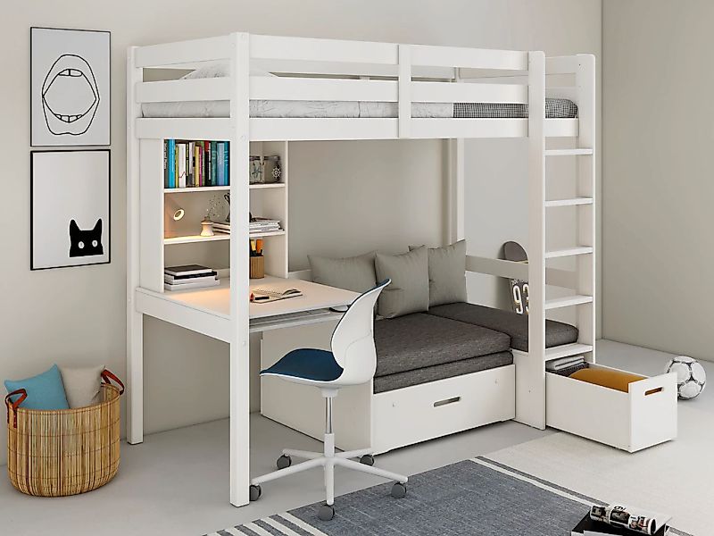 Lüttenhütt Etagenbett "HENNE TOPSELLER Hochbett, Ideal für kleine Räume, 2 günstig online kaufen