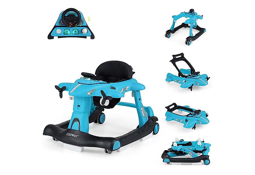 COSTWAY Lauflernhilfe, 6 in 1 mit abnehmbarer Spieluhr, Licht, ab 6 Monaten günstig online kaufen