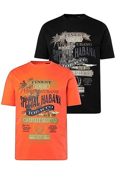 Men Plus T-Shirt Men+ T-Shirts im 2er-Pack Halbarm Druck-Motiv günstig online kaufen