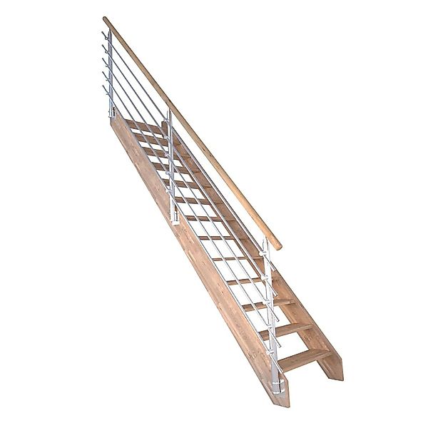 StarWood Treppe Rhodos Eiche Gerade Design-Geländer-Edelstahl FSC® günstig online kaufen