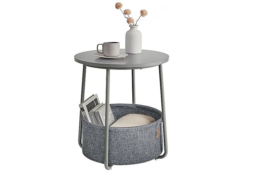 VASAGLE Beistelltisch, rund, Couchtisch, mit Korb aus Stoff, Ø45 cm, modern günstig online kaufen
