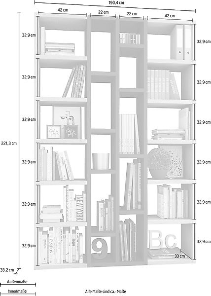 fif möbel Raumteilerregal "TOR391-3", Breite 145 cm günstig online kaufen