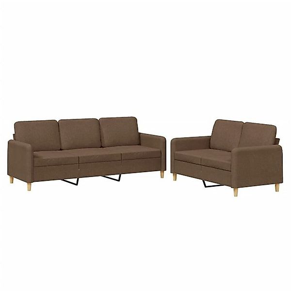 vidaXL Sofa 2-tlg. Sofagarnitur mit Kissen Braun Stoff günstig online kaufen