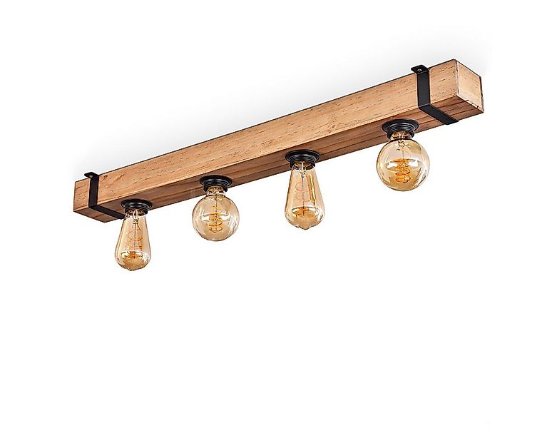 hofstein Deckenleuchte moderne Deckenlampe aus Metall/Holz in Schwarz/Natur günstig online kaufen