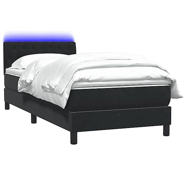 vidaXL Boxspringbett mit Matratze & LED Schwarz 80x220 cm Samt 3317195 günstig online kaufen