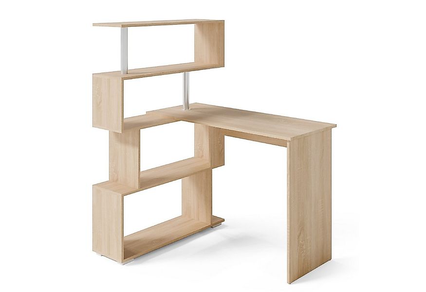 Mondeer Eckschreibtisch Schreibtisch, mit 360 Grad Drehbarem Bücherregal 15 günstig online kaufen