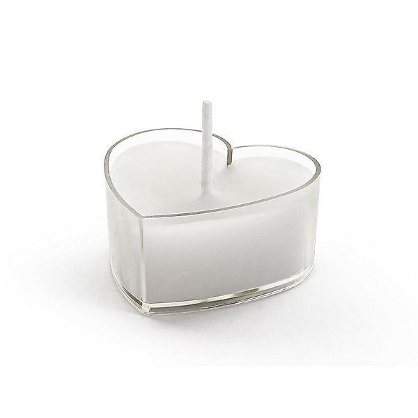 partydeco Teelicht, Teelichter Kerzen Wachs 2x4cm Herzen 10 Stück Weiß / Tr günstig online kaufen