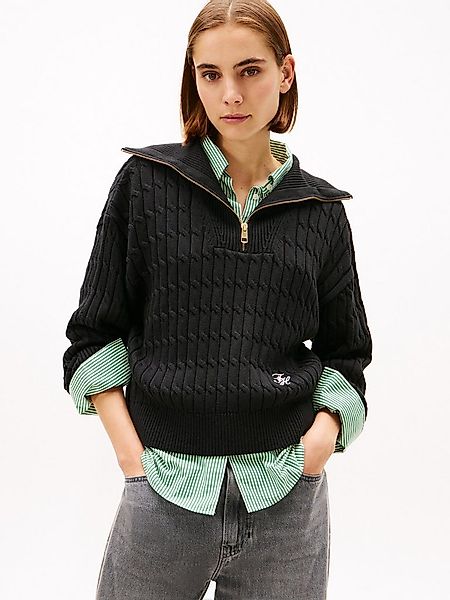 Tommy Hilfiger Troyer CO CABLE MID GG 1/2 ZIP LS SWT mit Zopfmuster günstig online kaufen
