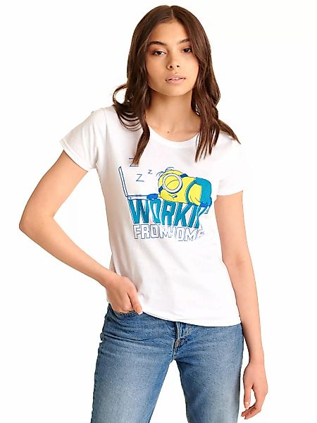 Minions Workin' From Home Damen T-Shirt weiss günstig online kaufen